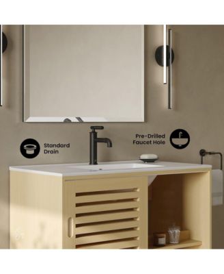 Delice 36" Freestanding Bathroom Vanity in Natural Oak with Sink Top
