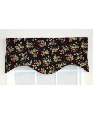 Strawberry Cornice 100% Cotton with Fully Lined 3" Rod Pocket Valnance for Windows 50" x 17" Black