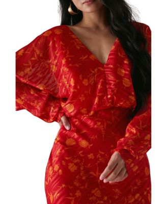 Women's Shadow Stripe Neck Midi Dress