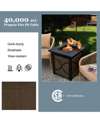 25 Inch 40000 BTU Propane Fire Pit Table with Lid and Fire Glass