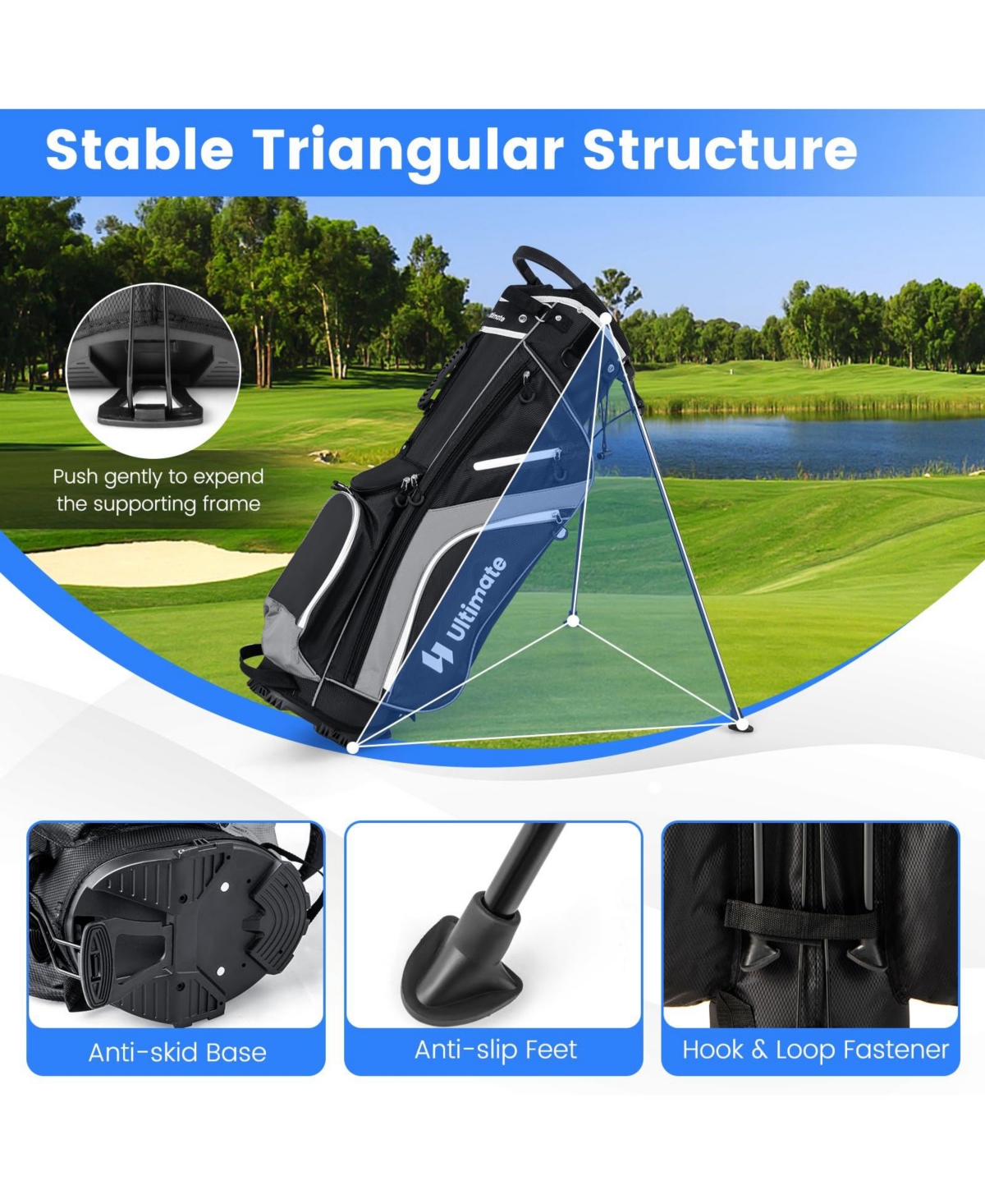 Lightweight Golf Stand Bag with 14 Way Top Dividers and 6 Pockets
