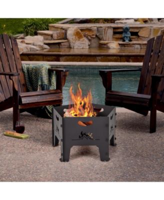 19 Inches Collapsible Portable Plug Fire Pit with Storage Bag