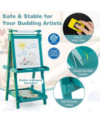 3-in-1 Double-sided Art Easel with Chalkboard and Magnetic Whiteboard