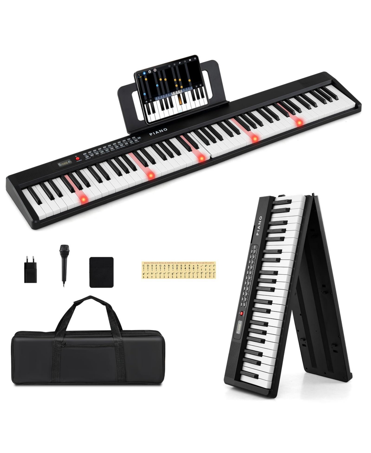 Mecale 88 Key Foldable Piano Keyboard Portable Semi Weighted Electric Piano