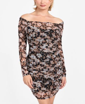 Women's Calista Printed Mesh Off-The-Shoulder Dress