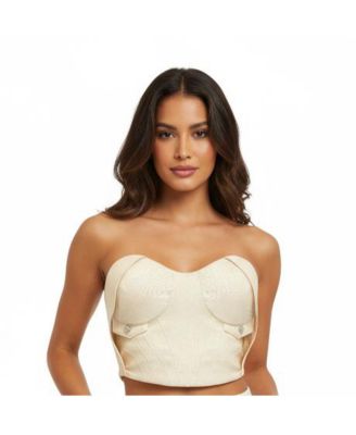 Women's Chaby Light Denim Corset Crop Top | Strapless Bustier