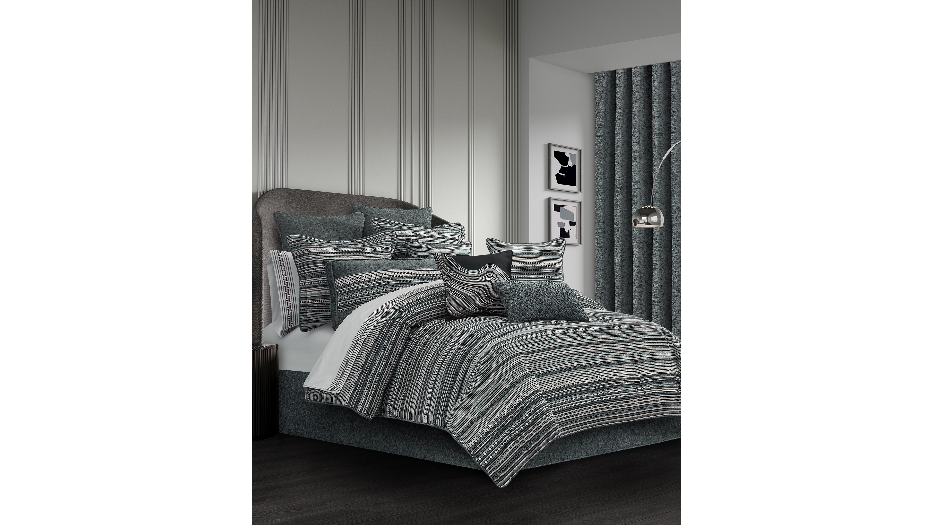 J Queen New York Parallel Chenille Stripe 4-Pc. Comforter Set, California King