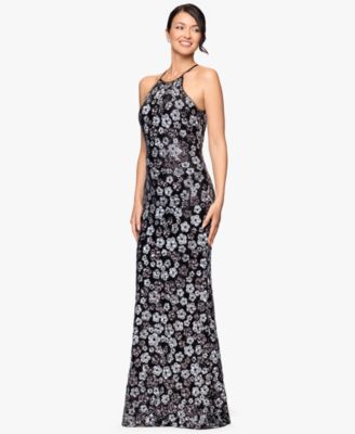 Women's Sequin All-Over Flower Long Dress