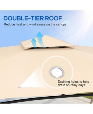 10' x 12' Patio Gazebo with Netting and 2 Tier Roof,