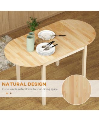 55" Wood Kitchen Table, Drop Leaf Tables for Small Spaces, Natural