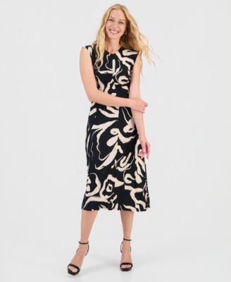 Women's Ruched-Front Midi Dress