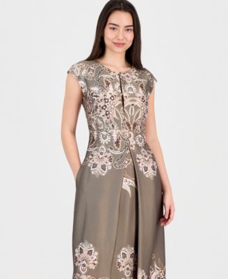 Women's Printed Extended V-Neck Dress