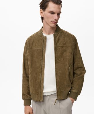 Men's Suede Leather Bomber Jacket