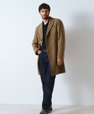 Men's Straight Fit Wool-Blend Overcoat