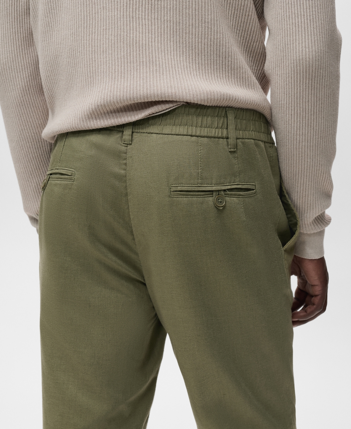 Mango Slim Fit Drawstring Pants In Green