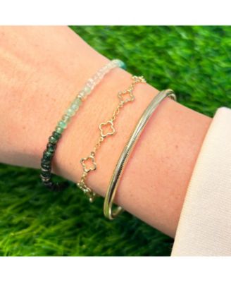 Emerald Ombre Bead Bracelet 14K Gold