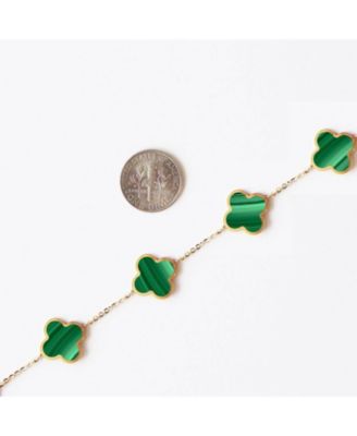Large Malachite Clover Bracelet 14K Gold