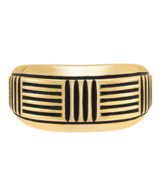 Men's Ring in 14k Yellow Gold Plated Sterling Silver with Black Rhodium