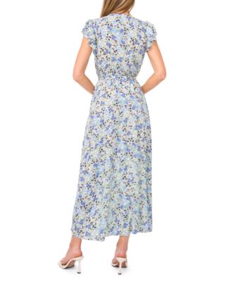 Women's Wrap Front Short-Sleeve Maxi Dress