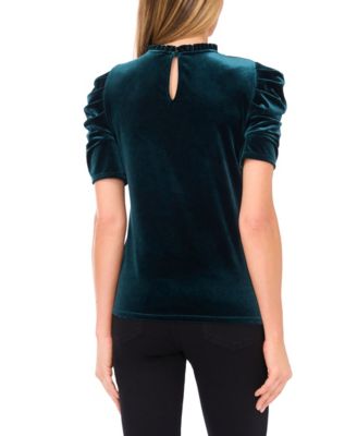 Women's Velvet Ruffle Mock Neck Top