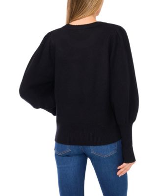 Women's Valentine's Crewneck Rhinestone Heart-Appliqu&eacute; Long-Sleeve Sweater