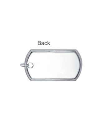 Large Army Military Dog Tag Long Bead Ball Chain Pendant Necklace Sterling Silver