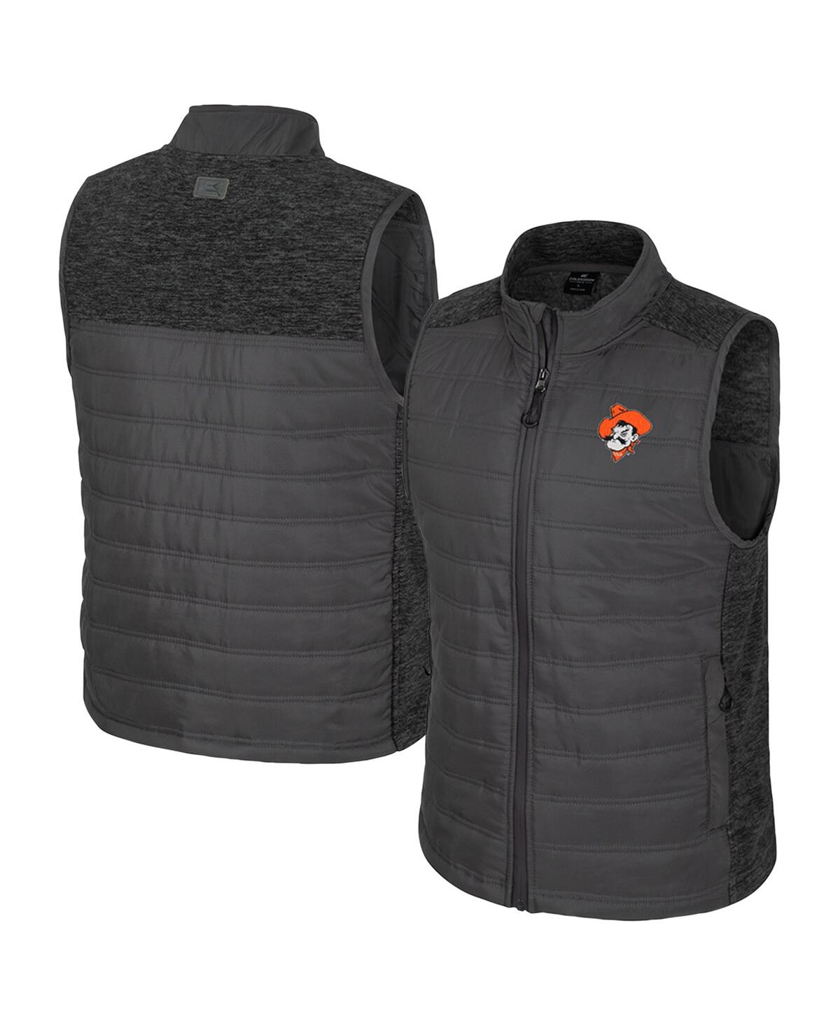 Colosseum Men's Charcoal Oklahoma State Cowboys Nightman Full-Zip Puffer Vest