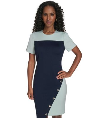 Women's Colorblocked Asymmetrical-Hem Sheath Dress