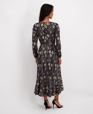 Women's Wrap Long-Sleeve Midi Dress