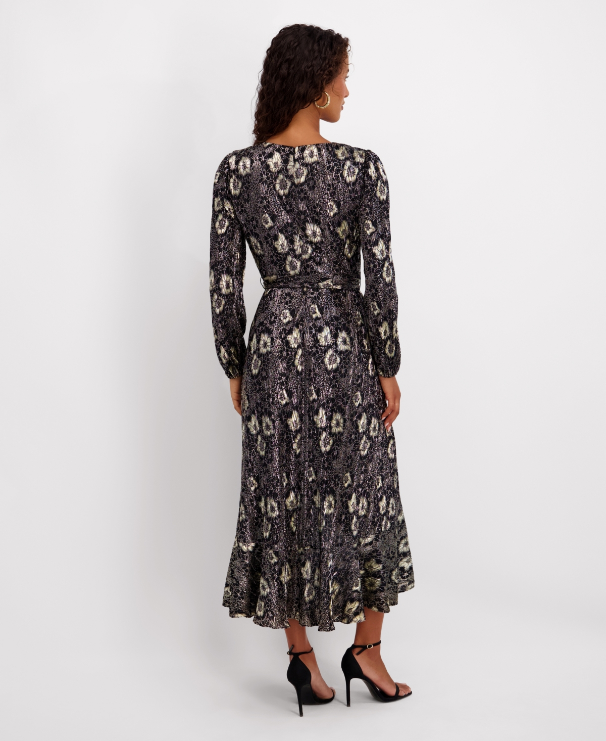 kensie Women's Wrap Long-Sleeve Midi Dress