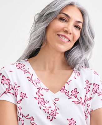 Women's Printed Short-Sleeve V-Neck T-Shirt