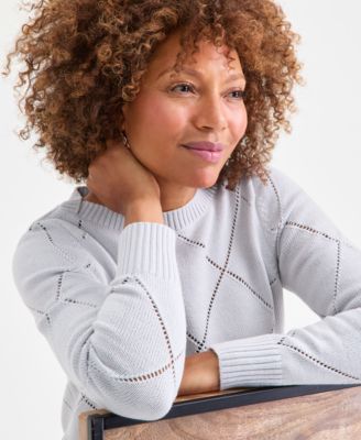 Women's Pointelle Boat-Neck Sweater, Macy's Exclusive