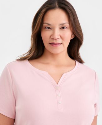 Plus Size Short-Sleeve Henley Top