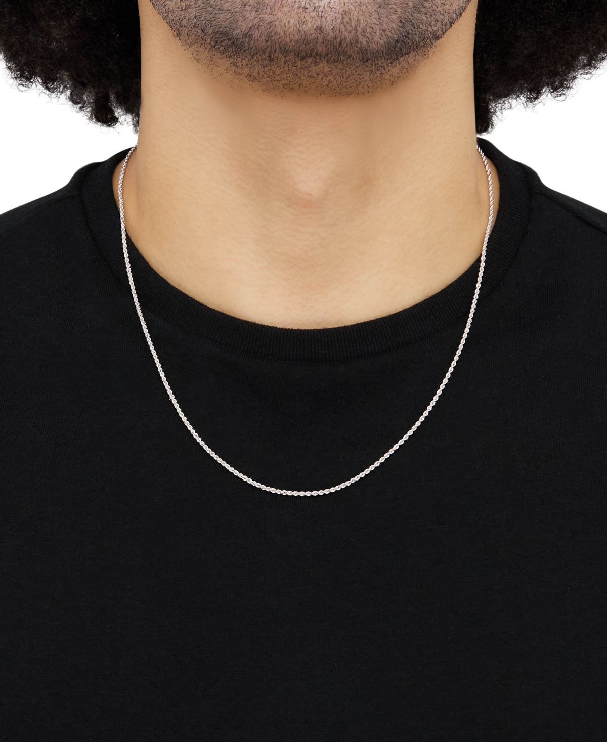 Macy's Hollow Glitter Rope Chain Necklace In 14k White Gold In Gold