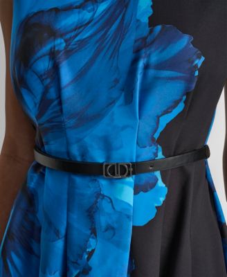 Women's Sleeveless Jewel Neck Fit and Flare Midi Dress