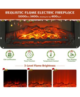 58" TV Stand with 18" Electric Fireplace - 5000 BTU, Remote Control & Overheat Protection