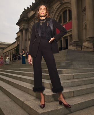 Women's Peak-Lapel Open-Front Tuxedo Blazer