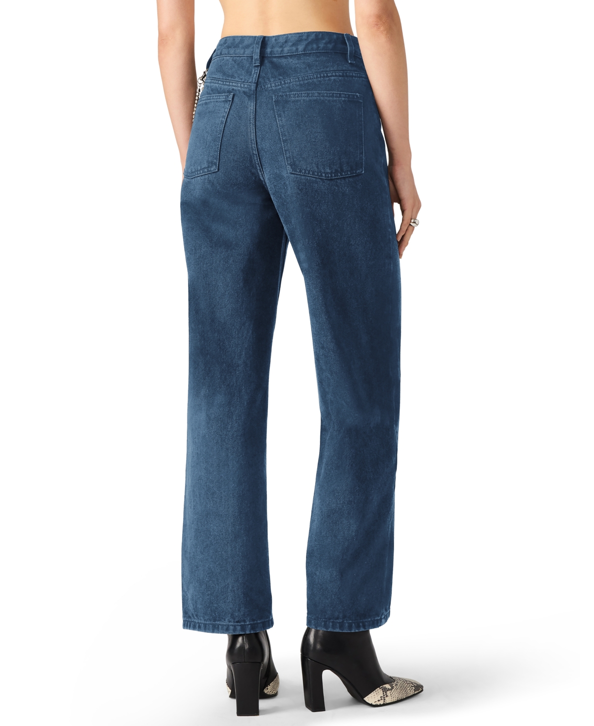 Steve Madden Women's Swift Mid-Rise Rhinestone Chain Jeans