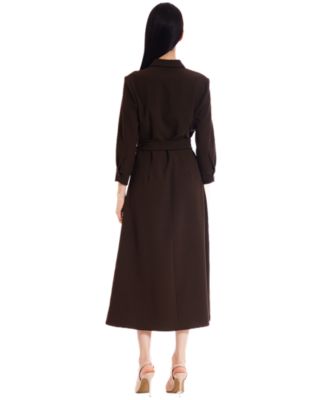 Women's Long-Sleeve Belted Shirtdress