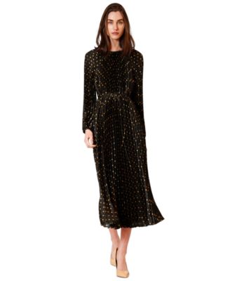 julia jordan - Women's Pleated Long-Sleeve Waist Tie Maxi Dress