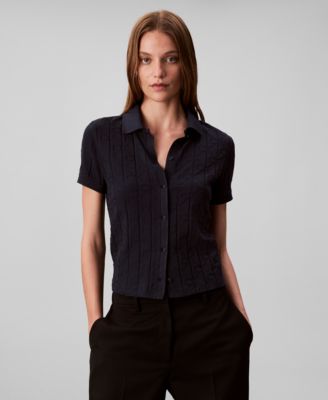 Women's Monogram Logo Jacquard Polo Top