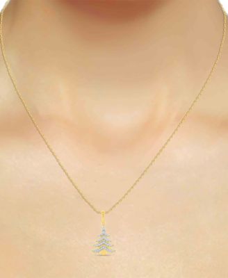 Diamond Pendant Necklace (1/8 ct. t.w.) in 14k Gold-Plated Sterling Silver and White Rhodium
