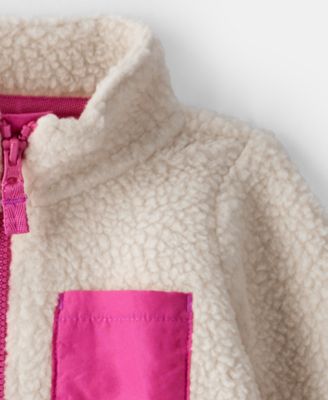 Baby Girls' Color Block Fleece Long-Sleeve Jumpsuit