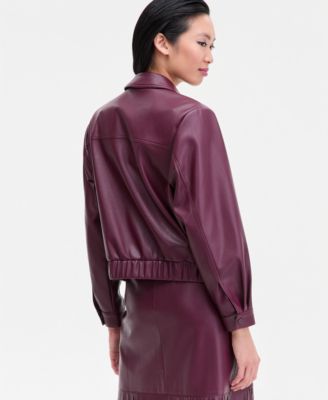 Women's Faux-Leather Bomber Jacket, Macy's Exclusive  