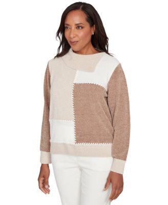 Women's Petite Vienna Color-Block Long-Sleeve Sweater