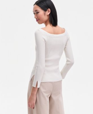 Women's Shimmer-Knit Boat-Neck Sweater, Macy's Exclusive