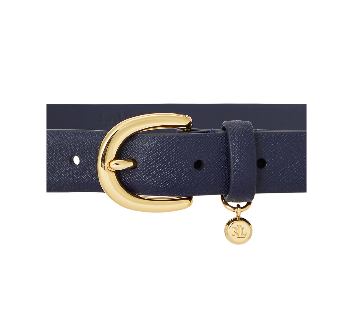 Ralph Lauren Women's Charm Crosshatch Leather Belt In Blue