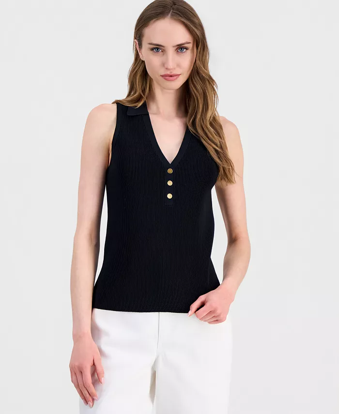 Women's Sleeveless Polo Sweater - thumbnail 4