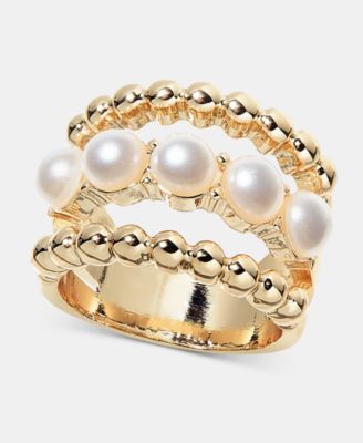 On 34th - Imitation Pearl Layered Band Ring