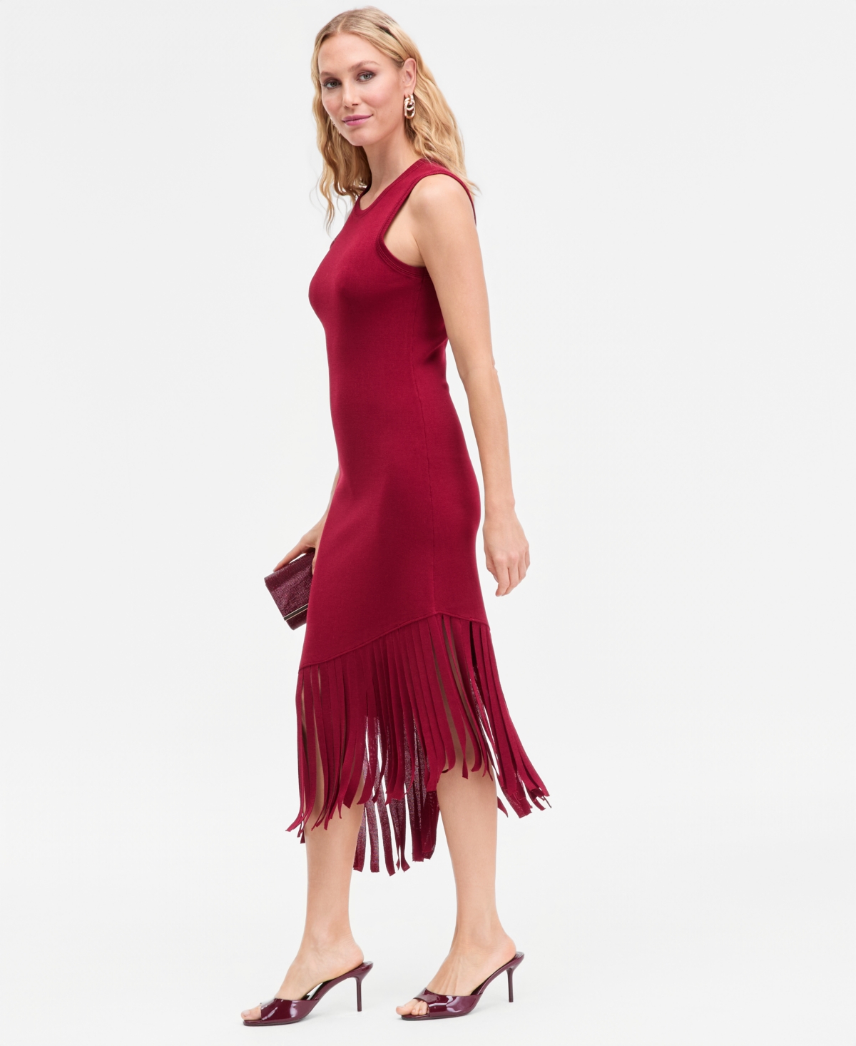 Inc International Concepts Women's Asymmetrical Hem Sweater Dress, Macy's Exclusive In Red